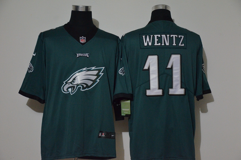 Men's Philadelphia Eagles #11 Carson Wentz Midnight Green 2020 Big Logo Vapor Untouchable Stitched NFL Nike Fashion Limited Jersey