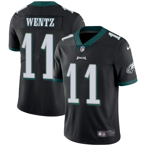 Nike Philadelphia Eagles #11 Carson Wentz Black Alternate Men's Stitched NFL Vapor Untouchable Limited Jersey