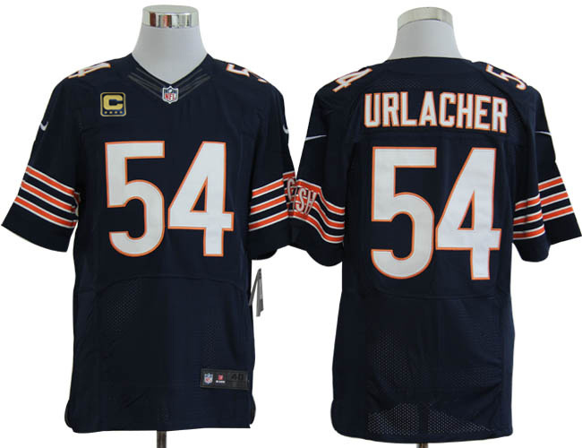 Size 60 4XL-Brian Urlacher Chicago Bears #54 C Patch Blue Stitched Nike Elite NFL Jerseys