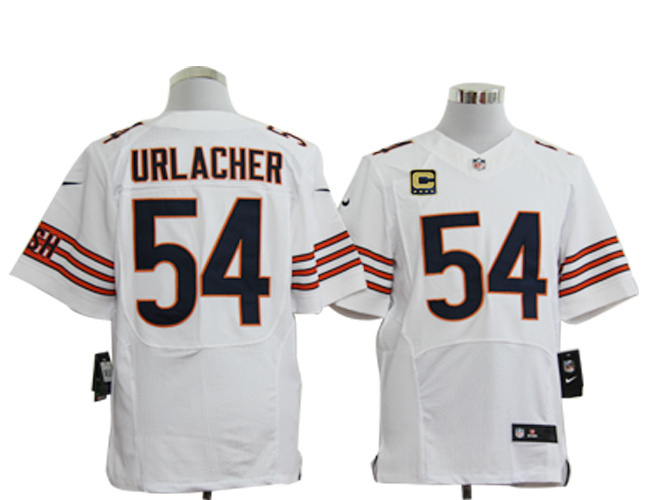 Size 60 4XL-Brian Urlacher Chicago Bears #54 C Patch White Stitched Nike Elite NFL Jerseys