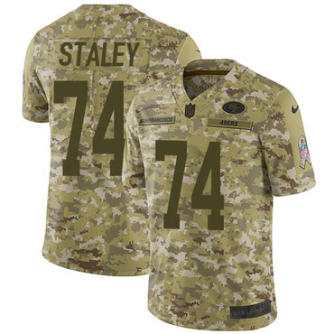 Nike 49ers #74 Joe Staley Camo Men's Stitched NFL Limited 2018 Salute To Service Jersey