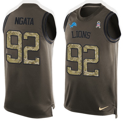 Men's Detroit Lions #92 Haloti Ngata Green Salute to Service Hot Pressing Player Name & Number Nike NFL Tank Top Jersey