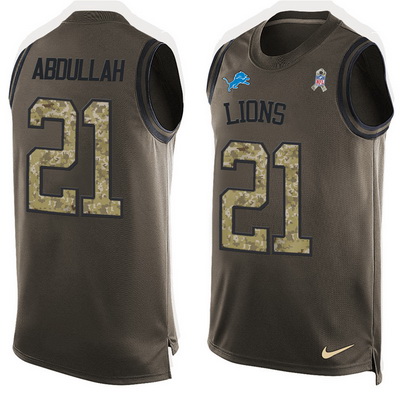 Men's Detroit Lions #21 Ameer Abdullah Green Salute to Service Hot Pressing Player Name & Number Nike NFL Tank Top Jersey