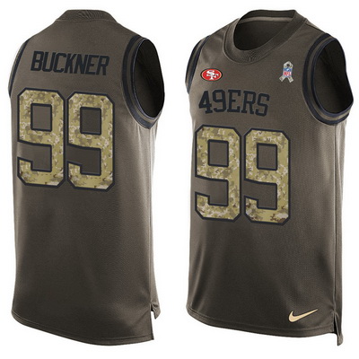 Men's San Francisco 49ers #99 DeForest Buckner Green Salute to Service Hot Pressing Player Name & Number Nike NFL Tank Top Jersey