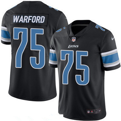 Men's Detroit Lions #75 Larry Warford Black 2016 Color Rush Stitched NFL Nike Limited Jersey