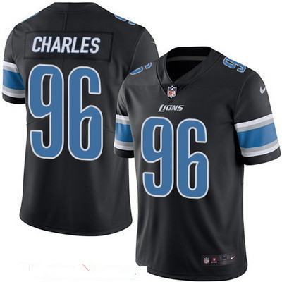 Men's Detroit Lions #96 Stefan Charles Black 2016 Color Rush Stitched NFL Nike Limited Jersey