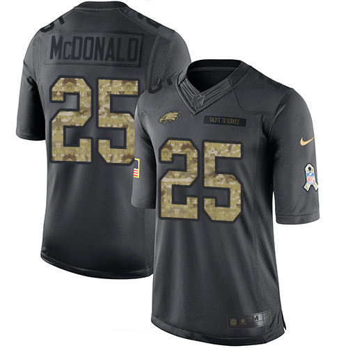 Men's Philadelphia Eagles #25 Tommy McDonald Black Anthracite 2016 Salute To Service Stitched NFL Nike Limited Jersey