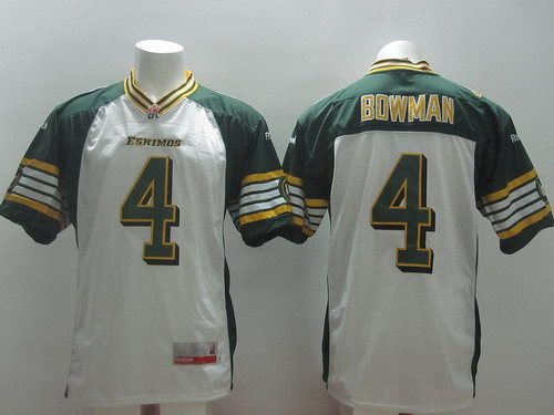 CFL Edmonton Eskimos #4 Adarius Bowman White Jersey