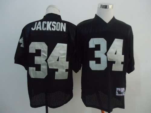 Oakland Raiders #34 Bo Jackson Black Throwback Jersey