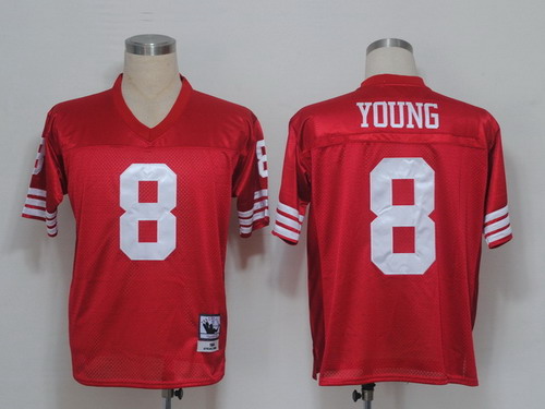 San Francisco 49ers #8 Steve Young Red Throwback Jersey