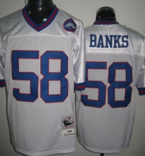 New York Giants #58 Carl Banks White Throwback Jersey