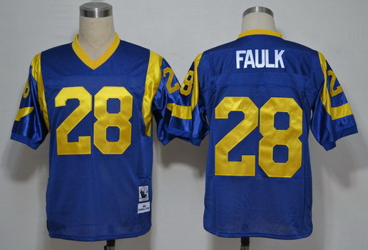 St. Louis Rams #28 Marshall Faulk Light Blue Throwback Jersey