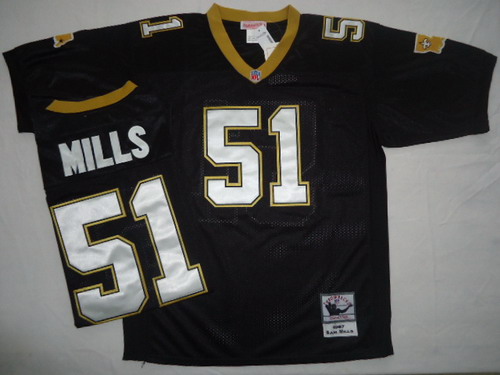 New Orleans Saints #51 Sam Mills Black Throwback Jersey