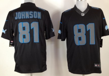 Nike Detroit Lions #81 Calvin Johnson Black Impact Limited Jersey