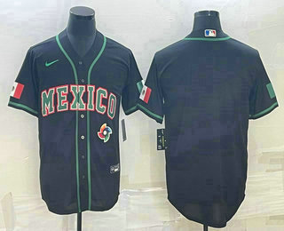 Men's Mexico Baseball Blank 2023 Black World Baseball Classic Stitched Jersey