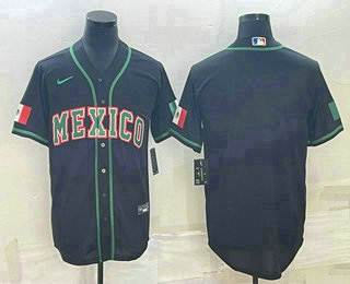 Men's Mexico Baseball Blank 2023 Black World Baseball Classic Stitched Jerseys