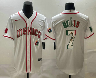 Men's Mexico Baseball #7 Julio Urias 2023 White World Baseball Classic Stitched Jerseys