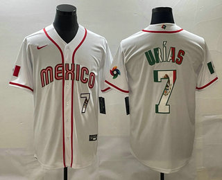 Men's Mexico Baseball #7 Julio Urias Number 2023 White World Baseball Classic Stitched Jerseys