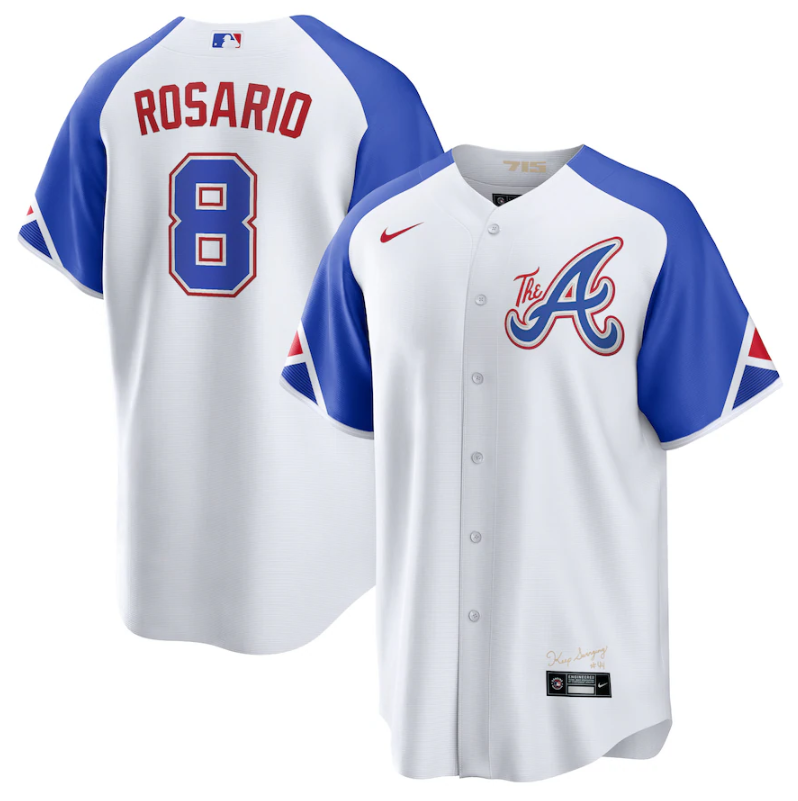 Men's Atlanta Braves #8 Eddie Rosario White 2023 City Connect Cool Base Stitched Jersey