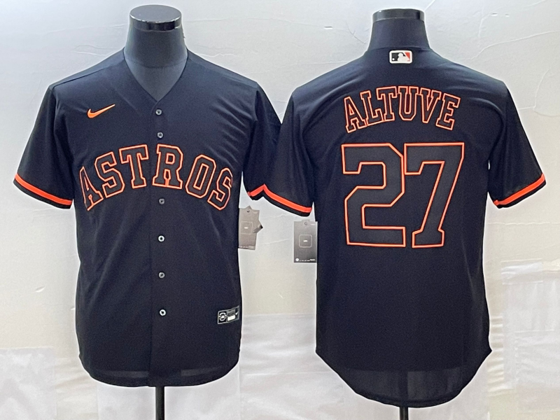 Men's Houston Astros #27 Jose Altuve Lights Out Black Fashion Stitched MLB Cool Base Nike Jersey