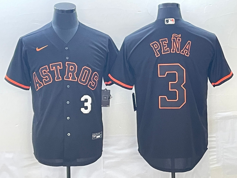 Men's Houston Astros #3 Jeremy Pena Number Lights Out Black Fashion Stitched MLB Cool Base Nike Jerseys