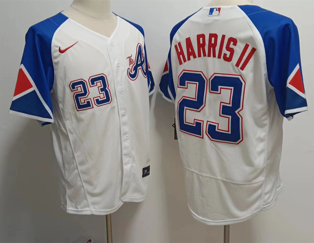 Men's Atlanta Braves #23 Michael Harris II White 2023 City Connect Flex Base Stitched Baseball Jersey