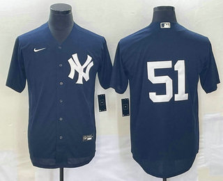 Men's New York Yankees #51 Bernie Williams Navy Cool Base Stitched Baseball Jersey