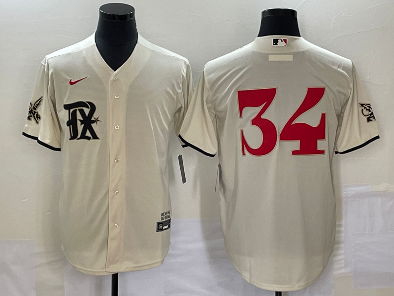 Men's Texas Rangers #34 Nolan Ryan Cream 2023 City Connect Cool Base Stitched Baseball Jersey