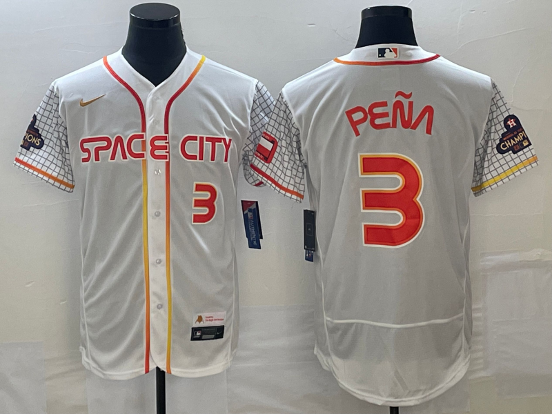 Men's Houston Astros #3 Jeremy Pena Number White 2023 City Connect Flex Base Stitched Jersey