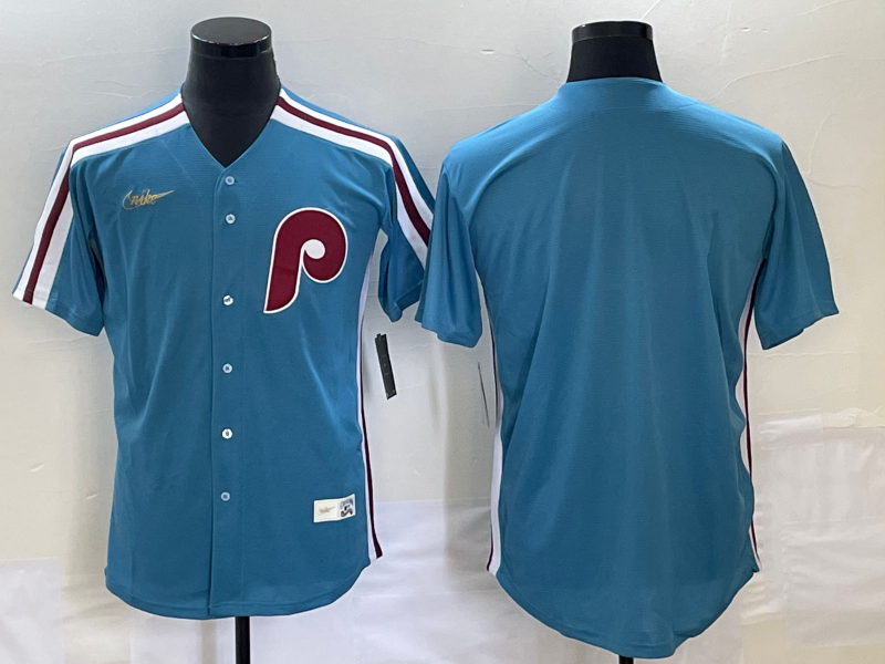 Men's Philadelphia Phillies Blank Blue Cooperstown Throwback Cool Base Nike Jersey