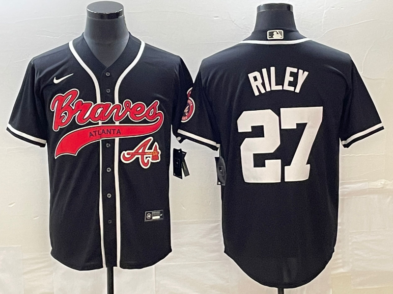 Men's Atlanta Braves #27 Austin Riley Black Cool Base Stitched Baseball Jersey