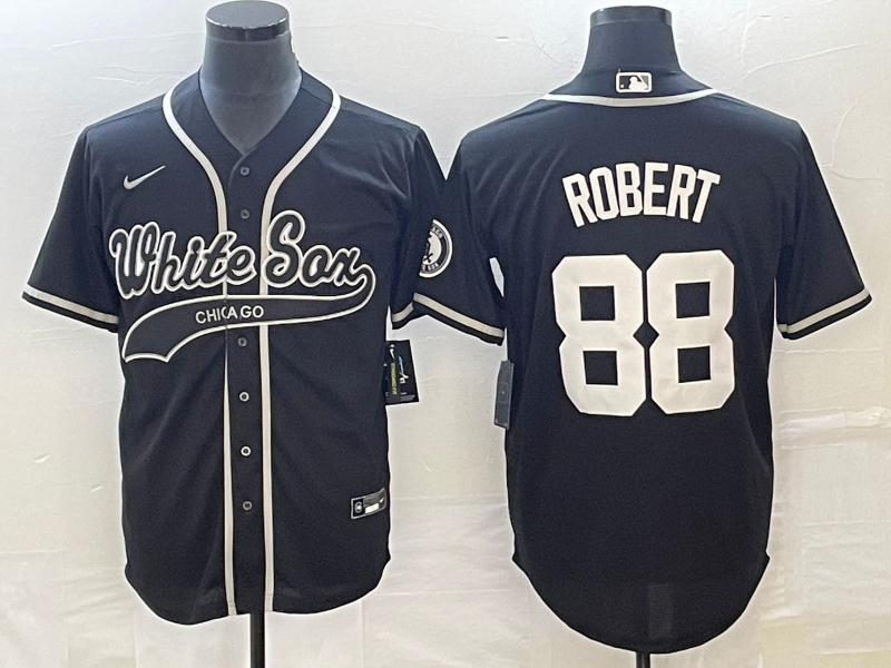 Men's Chicago White Sox #88 Luis Robert Black Cool Base Stitched Baseball Jersey