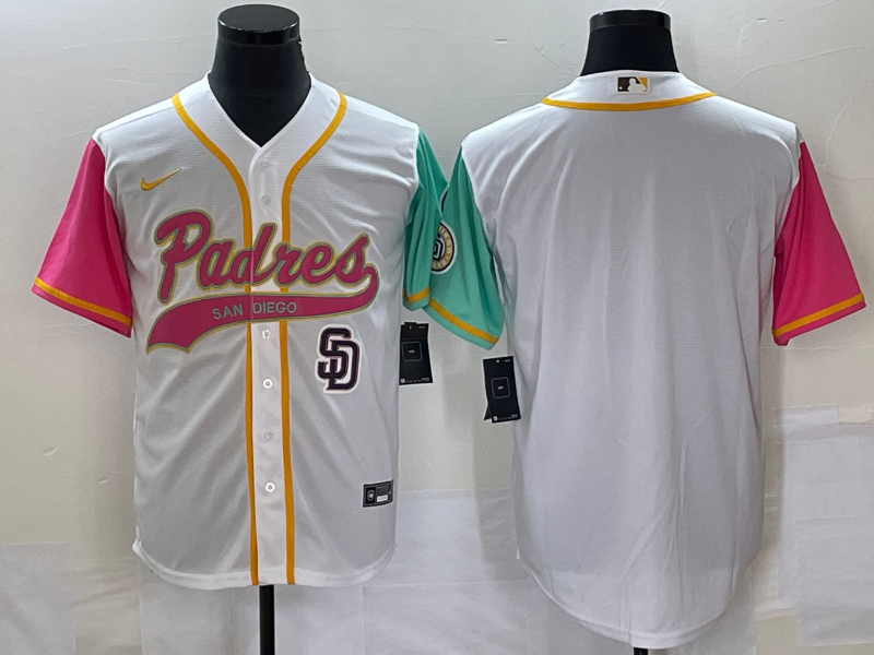 Men's San Diego Padres Blank White NEW 2023 City Connect Cool Base Stitched Jersey1