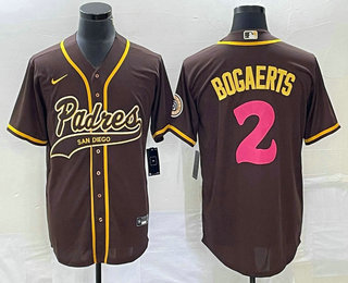 Men's San Diego Padres #2 Xander Bogaerts Brown NEW 2023 City Connect Cool Base Stitched Jersey 1