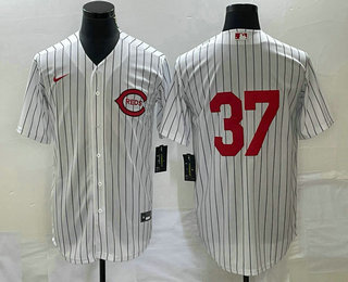 Men's Cincinnati Reds #37 Tyler Stephenson White Field of Dreams Stitched Baseball Jersey