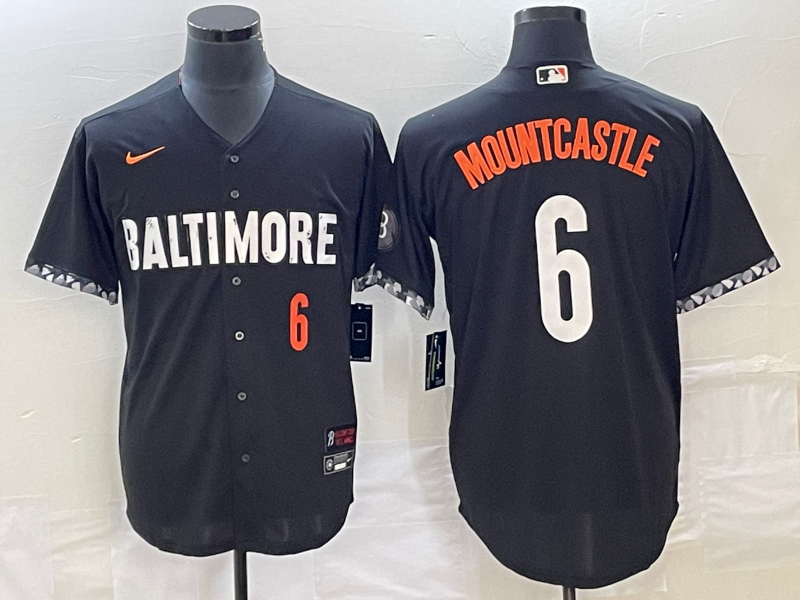 Men's Baltimore Orioles #6 Ryan Mountcastle Number Black 2023 City Connect Cool Base Stitched Jersey 1