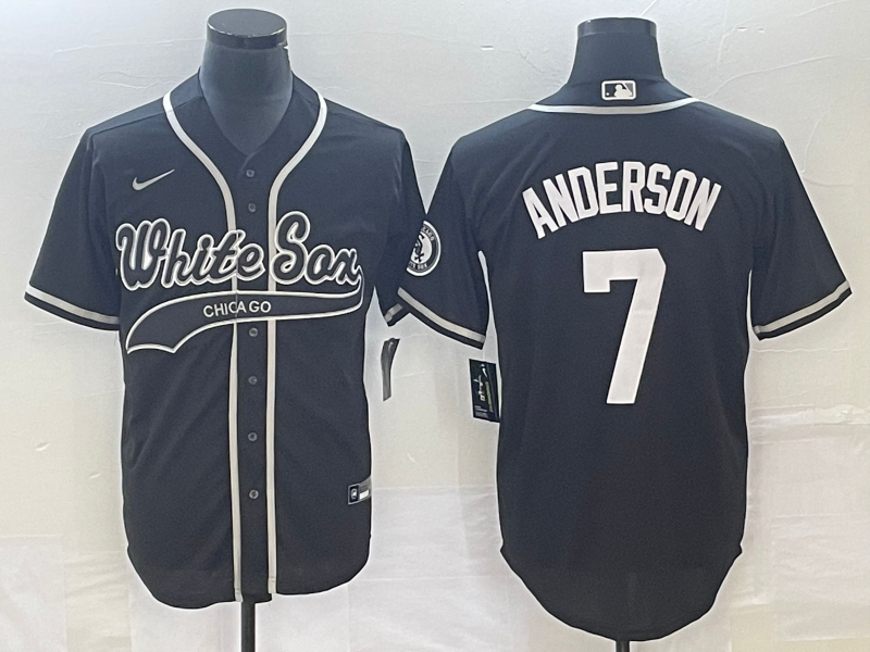 Men's Chicago White Sox #7 Tim Anderson Black Cool Base Stitched Baseball Jersey 1