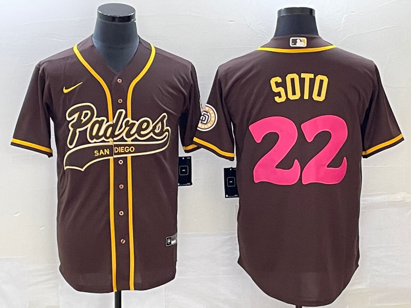 Men's San Diego Padres #22 Juan Soto Brown NEW 2023 City Connect Cool Base Stitched Jersey 1