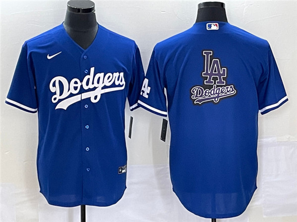 Men's Los Angeles Dodgers Blue Team Big Logo Cool Base Stitched Baseball Jersey 1