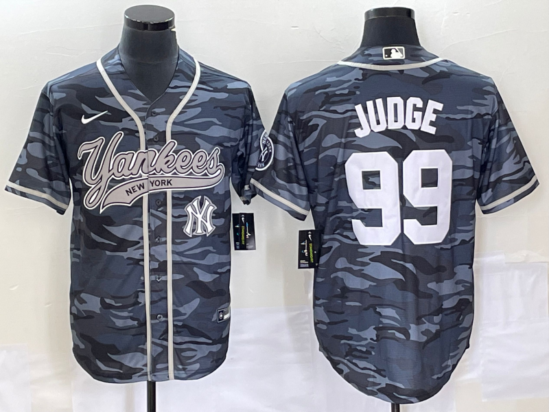 Men's New York Yankees #99 Aaron Judge Grey Camo Cool Base With Patch Stitched Baseball Jersey1