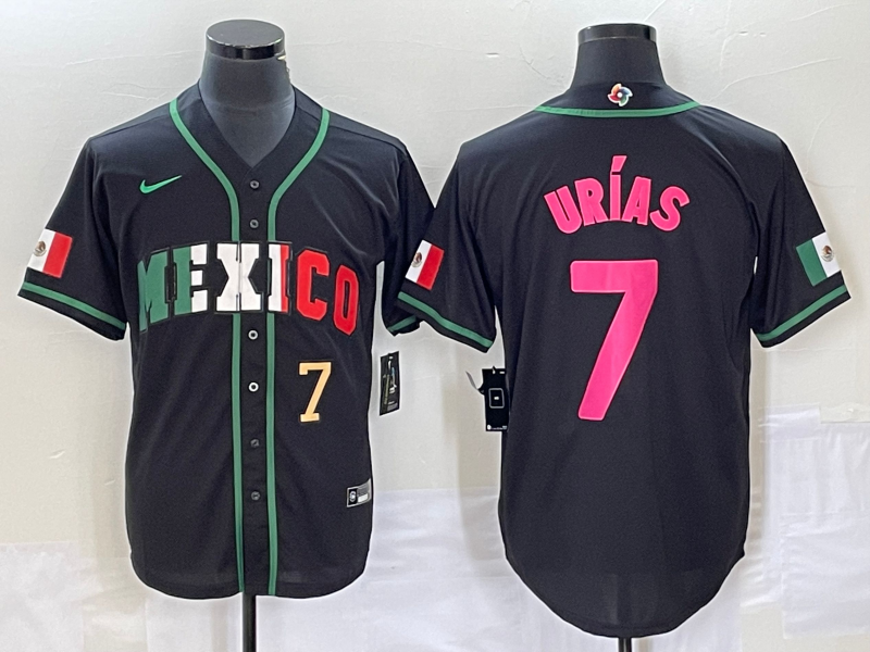 Men's Mexico Baseball #7 Julio Urias Number 2023 Black World Baseball Classic Stitched Jersey3