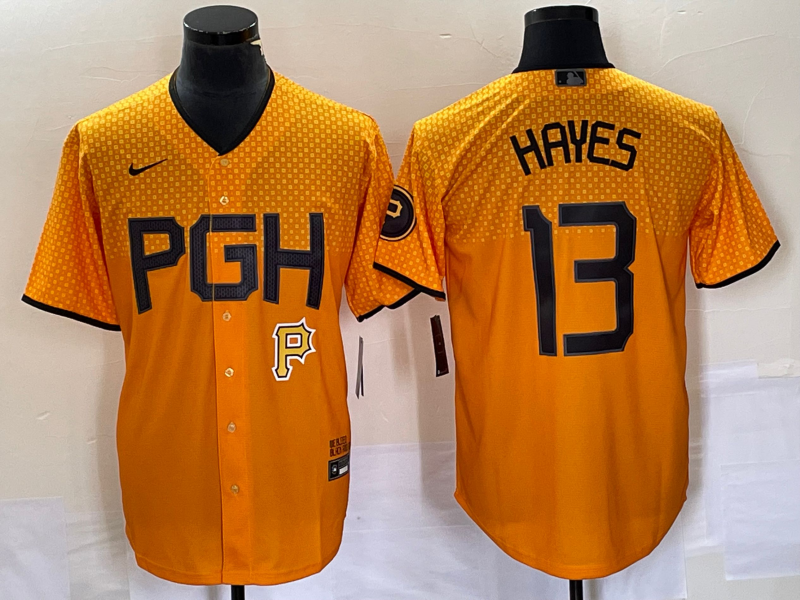 Men's Pittsburgh Pirates #13 KeBryan Hayes Gold 2023 City Connect Stitched Jersey