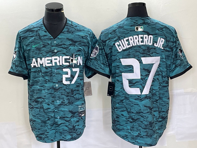 Men's Toronto Blue Jays #27 Vladimir Guerrero Jr Teal 2023 All Star Cool Base Stitched Jersey