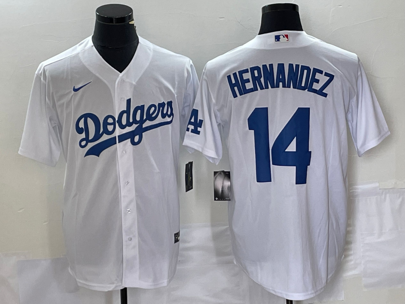 Men's Los Angeles Dodgers #14 Enrique Hernandez White Stitched Cool Base Nike Jersey