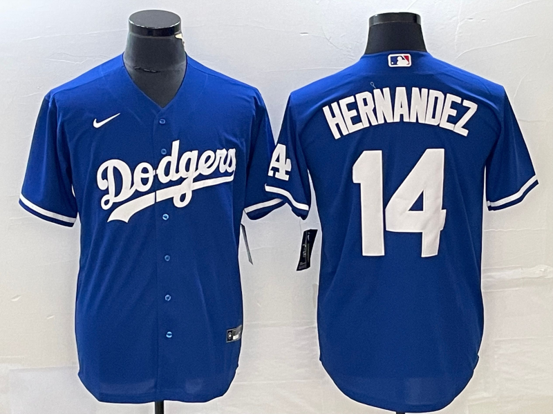 Men's Los Angeles Dodgers #14 Enrique Hernandez Blue Stitched Cool Base Nike Jersey