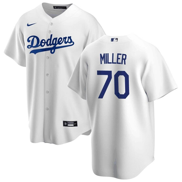 Men’s Los Angeles Dodgers #70 Bobby Miller White Cool Base Stitched Baseball Jersey