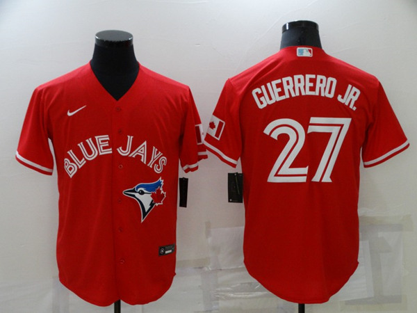 Men's Toronto Blue Jays #27 Vladimir Guerrero Jr. Red Cool Base Stitched Jersey