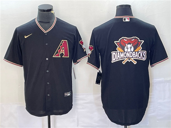 Men's Arizona Diamondbacks Black Team Big Logo Cool Base Stitched Baseball Jersey