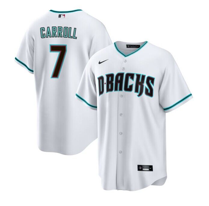 Men's Arizona Diamondbacks #7 Corbin Carroll White Cool Base Stitched Baseball Jerseys