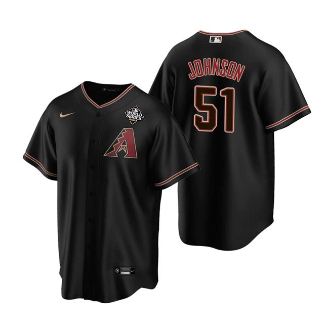 Men's Arizona Diamondbacks #51 Randy Johnson Black 2023 World Series Cool Base Stitched Baseball Jersey